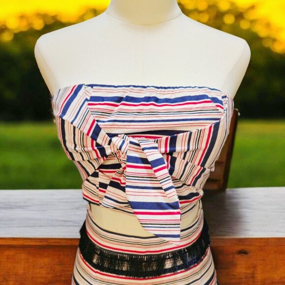 L’Atiste Striped Fringe Skirt Set w/ Bandeau Top & Back Slit – NWT – Size S - Picture 8 of 16